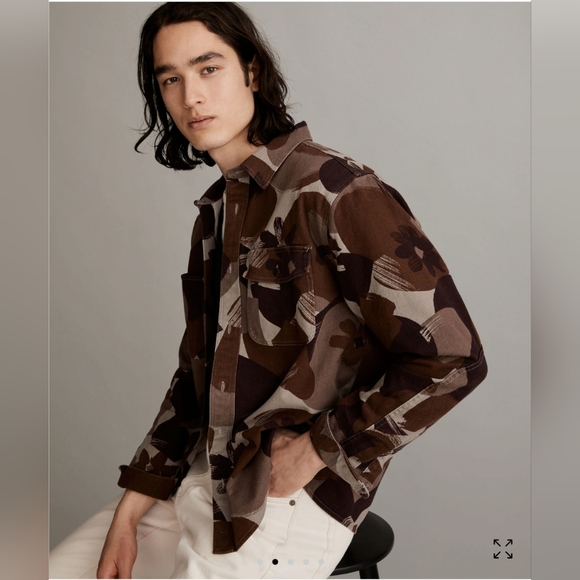 Madewell Men's Workshirt In Brushstroke camo Size Medium 100% Cotton - Picture 3 of 13